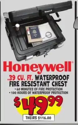 Ollie's HONEYWELL .39 CU. FT. WATERPROOF FIRE RESISTANT CHEST offer