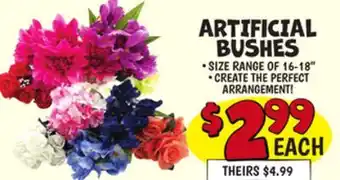 Ollie's ARTIFICIAL BUSHES offer