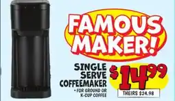 Ollie's FAMOUS MAKER SINGLE SERVE COFFEEMAKER offer
