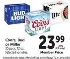 Safeway Coors, Bud or Miller offer