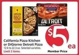 Safeway California Pizza Kitchen or DiGiorno Detroit Pizza offer