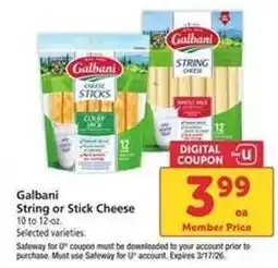 Safeway Galbani String or Stick Cheese offer