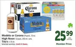 Safeway Modelo or Corona, High Noon, Tito's offer