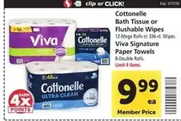 Safeway Cottonelle Bath Tissue or Flushable Wipes, Viva Signature Paper Towels offer