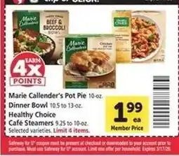 Safeway Marie Callender's Pot Pie offer