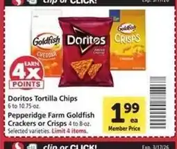 Safeway Doritos Tortilla Chips & Pepperidge Farm Goldfish Crackers or Crisps offer