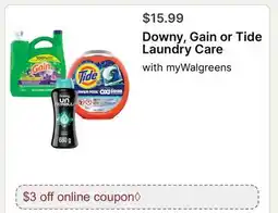 Walgreens Downy, Gain or Tide Laundry Care offer