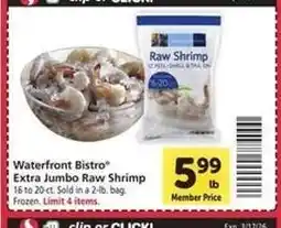 Safeway Waterfront BISTRO Extra Jumbo Raw Shrimp offer