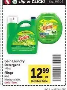 Safeway Gain Laundry Detergent offer