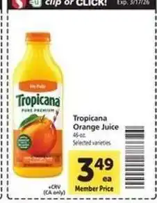 Safeway Tropicana Orange Juice offer