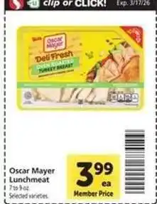 Safeway Oscar Mayer Lunchmeat offer