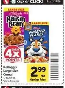 Safeway Kellogg's Large Size Cereal offer