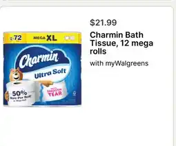Walgreens Charmin Bath Tissue, 12 mega rolls offer