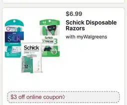 Walgreens Schick Disposable Razors offer