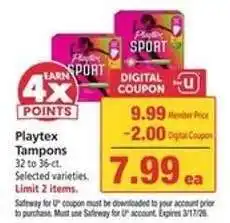 Safeway Playtex Tampons offer