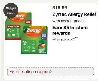 Walgreens Zyrtec Allergy Relief offer