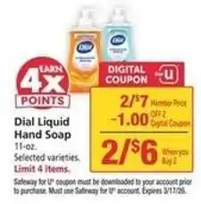 Safeway Dial Liquid Hand Soap offer