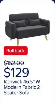 Walmart Renwick 46.5'' W Modern Fabric 2 Seater Sofa with Lumbar Pillows, Dark Gray offer