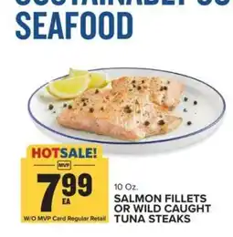 Food Lion Salmon Fillets or Wild Caught Tuna Steaks offer