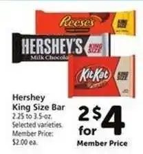 Safeway Hershey King Size Bar offer
