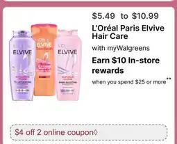 Walgreens L' Oréal Paris Elvive Hair Care offer