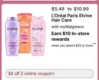 Walgreens L' Oréal Paris Elvive Hair Care offer