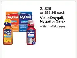 Walgreens Vicks Dayquil, Nyquil or Sinex offer