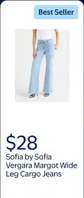 Walmart Sofia by Sofia Vergara Women's and Women's Plus Margot Wide Leg High Rise Cargo Jeans with Belt offer
