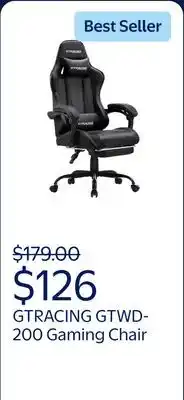 Walmart GTRACING Ergonomic GTWD-200 Gaming Chair with Adjustable Pillows and Footrest, Black offer
