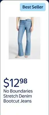Walmart No Boundaries Stretch Denim Bootcut Jeans, 32 Inseam, Women's and Plus offer