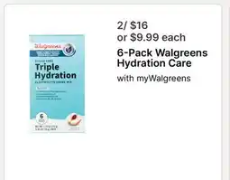 Walgreens 6-Pack Walgreens Hydration Care offer