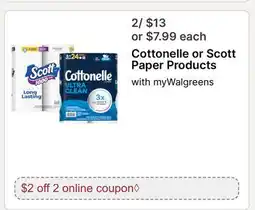 Walgreens Cottonelle or Scott Paper Products offer