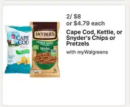 Walgreens Cape Cod, Kettle, or Snyder's Chips or Pretzels offer