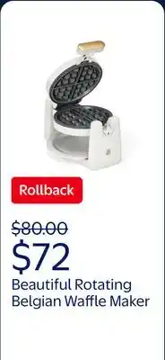 Walmart Beautiful Rotating Belgian Waffle Maker, White Icing by Drew Barrymore offer