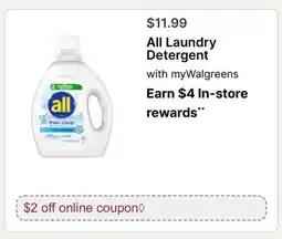 Walgreens All Laundry Detergent offer
