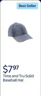 Walmart Time and Tru Solid Baseball Hat- Medium Denim offer