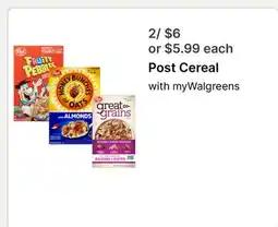 Walgreens Post Cereal offer