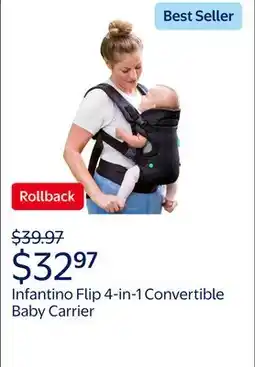 Walmart Infantino Flip 4-in-1 Convertible Baby Carrier, 4-Position, for Newborns and Toddlers offer