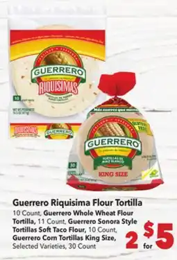 Vallarta Supermarkets Guerrero Riquisima Flour Tortilla offer
