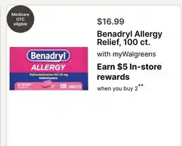 Walgreens Benadryl Allergy Relief 100 ct offer