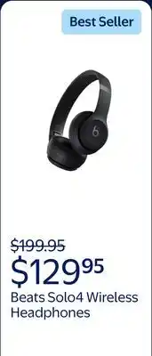 Walmart Beats Solo4 Wireless Headphones - On-Ear Wireless Headphones - Matte Black offer