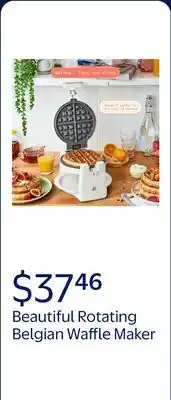 Walmart Beautiful Rotating Belgian Waffle Maker, White Icing by Drew Barrymore offer