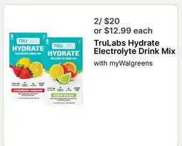 Walgreens TruLabs Hydrate Electrolyte Drink Mix offer