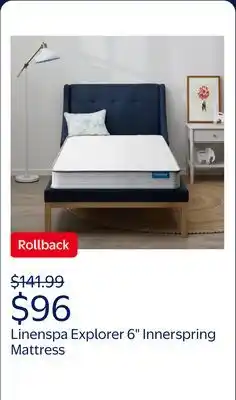 Walmart Linenspa Explorer 6 Firm Tight Top Innerspring Mattress offer