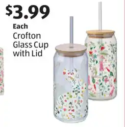 Aldi Crofton Glass Cup with Lid offer