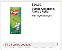 Walgreens Zyrtec Children's Allergy Relief offer