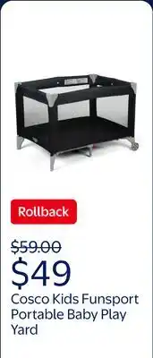 Walmart Cosco Kids Baby Playpen Funsport Portable Baby Play Yard, Noir Dot offer