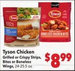 Vallarta Supermarkets Tyson Chicken Grilled or Crispy Strips, Bites or Boneless Wings offer