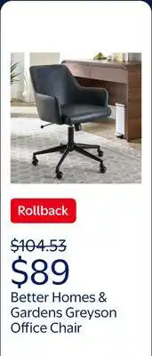 Walmart Better Homes & Gardens Greyson Office Chair, Black offer