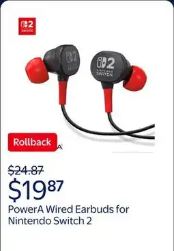 Walmart PowerA Wired Earbuds for Nintendo Switch 2 - Black offer